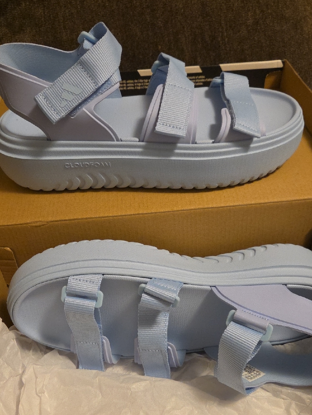 adidas Pastel Blue Platform Strap Sandals
